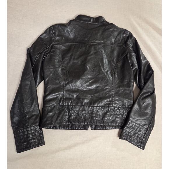 Vtg Y2K 90s Rampage Faux Leather Black Jacket Ruffle Women's M - Picture 7 of 14